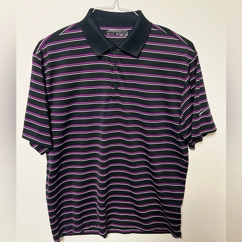 NIKE GOLF PURPLE/BLACK/WHITE DRI-FIT POLO GOLF SHIRT
